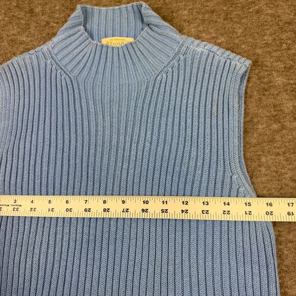 Vintage St. John's Bay Ribbed Knit Sleeveless Mock Neck Sweater Top Blue Large - Picture 6 of 10